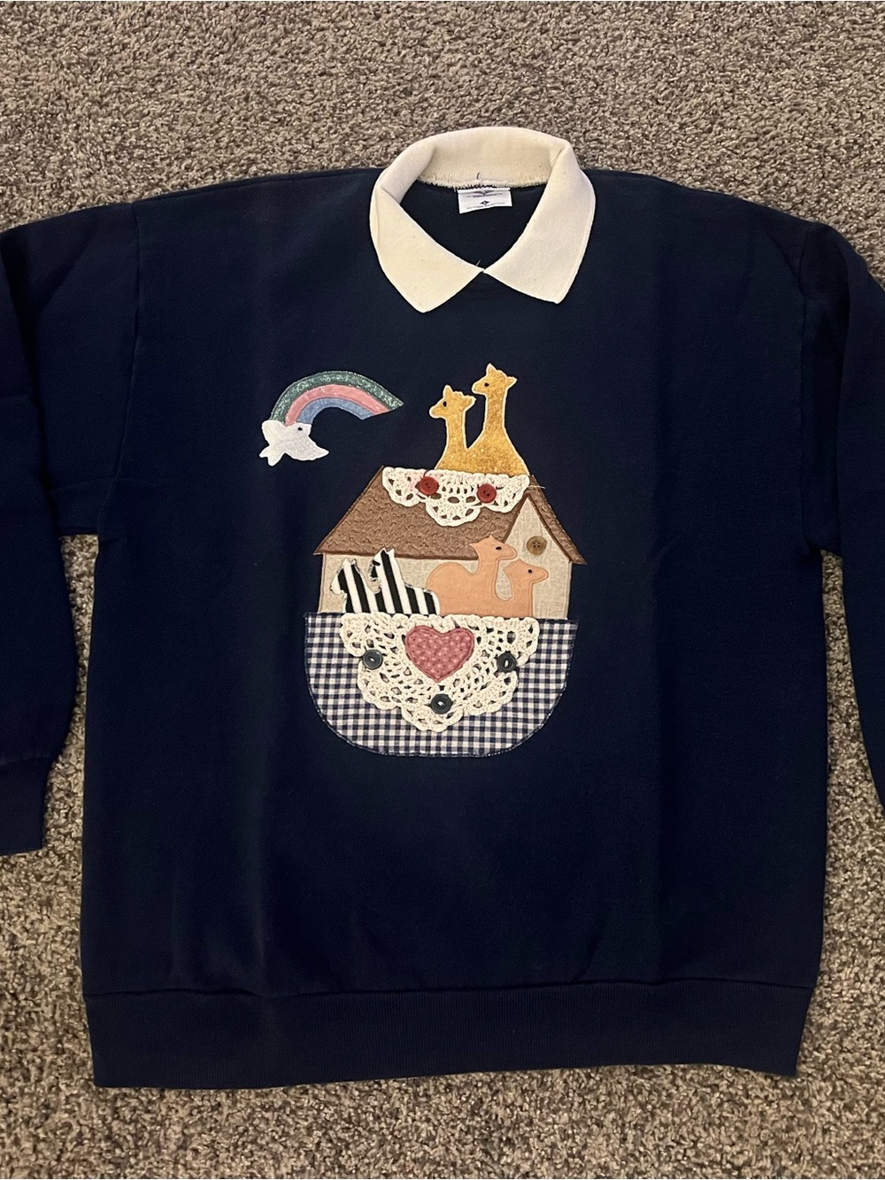 Vintage Noah's Ark Collared Graphic Sweatshirt